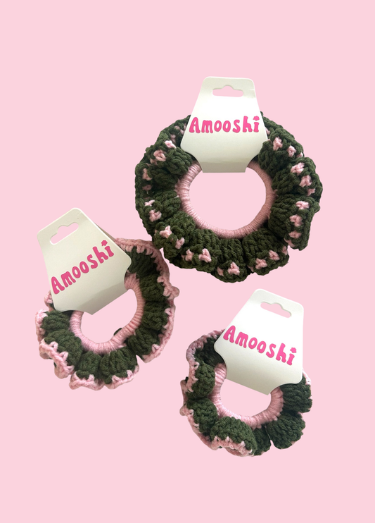 Olive & Pink Scrunchie